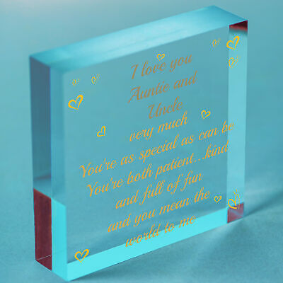 Auntie And Uncle Gift Heart Plaque Auntie Uncle Birthday Xmas Gift From Niece