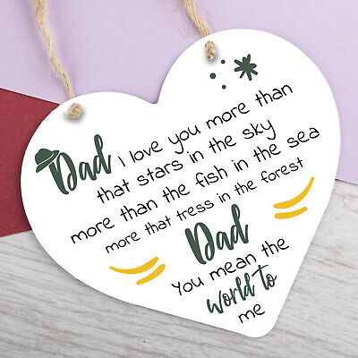 Dad I Love You Wooden Heart Fathers Day Gift Dad Birthday Gift From Daughter Son