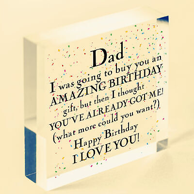 Amazing Happy Birthday Wooden Heart Dad Daddy Funny Card Baby Son Daughter Gifts