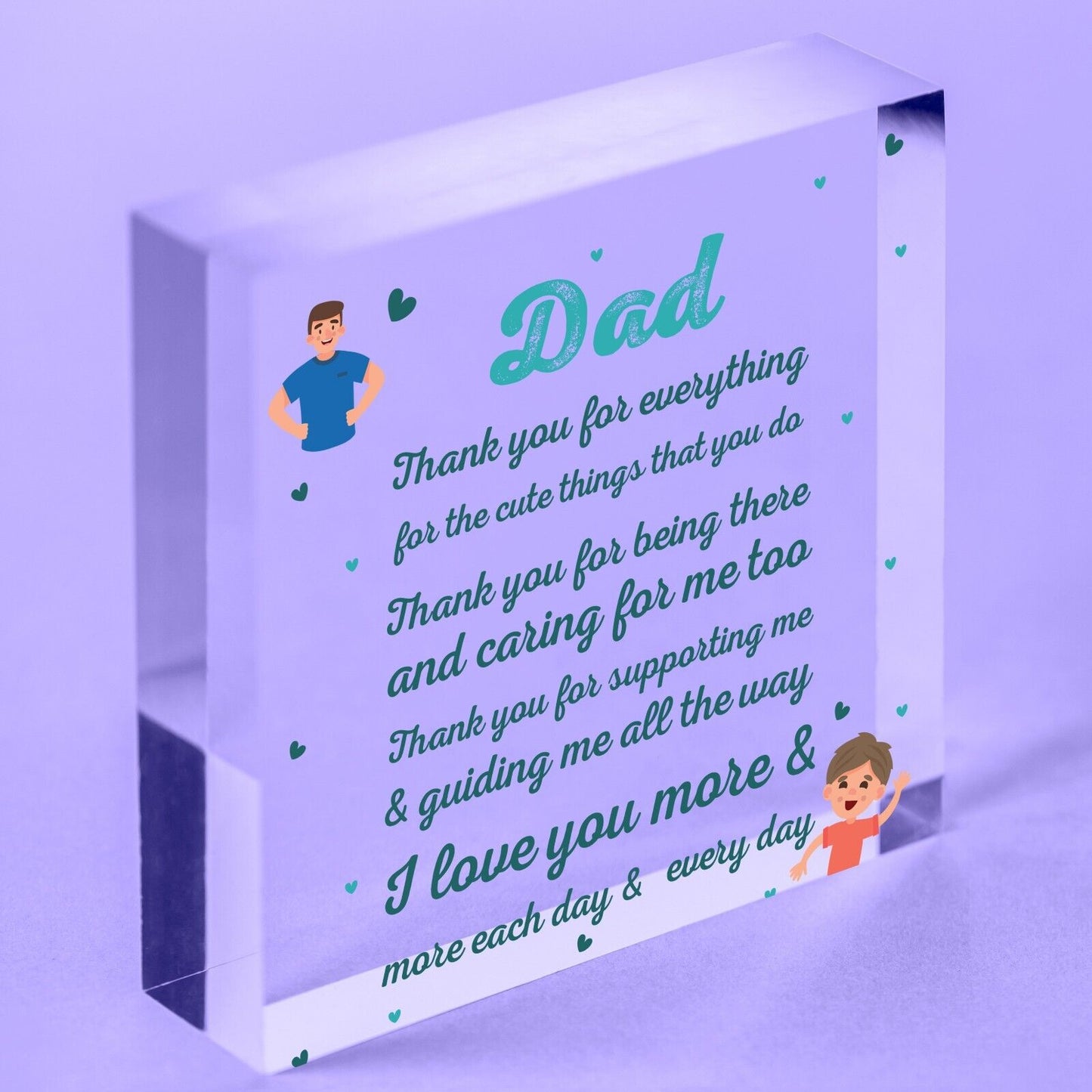 Cute Dad Gift Acrylic Block Birthday Gift For Dad Daughter Son Gifts Keepsakes