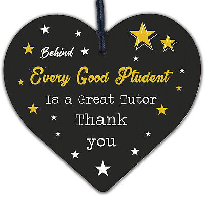 TUTOR Gift Hanging Wood Heart Thank You Teacher Tutor Friendship Gift Keepsake