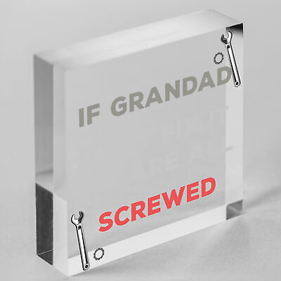 Grandad Fix It Screwed Man Cave Garage Shed Hanging Plaque Dad Grandad Gift Sign