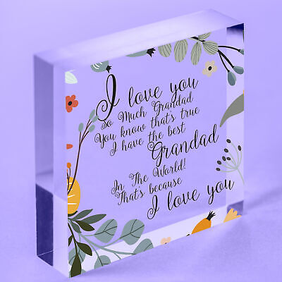 Thank You Grandad Gift For Birthday Christmas Block Keepsake Grandparent Gifts