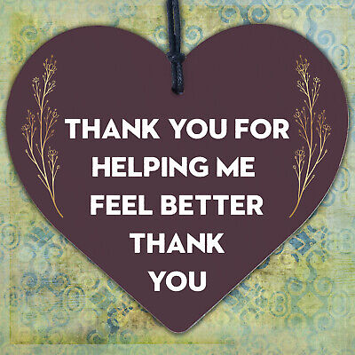 Thank You For Helping Me Feel Better Hanging Wooden Heart Doctors & Nurses Gift