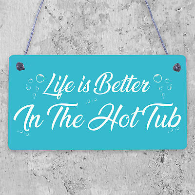 Quirky Hot Tub Sign Hanging Garden Summerhouse Shed Sign Hot Tub Accessories