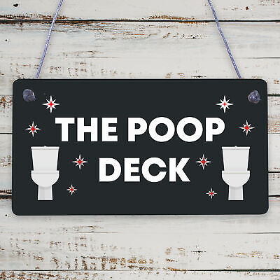 Nautical Bathroom Sign Poop Deck Funny Bathroom Toilet Loo Shabby Chic Sign