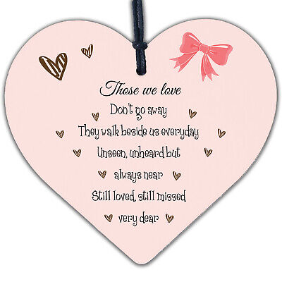 Memorial Hanging Heart Sign Bereavement Remembrance Poem Mum Dad Love Gift