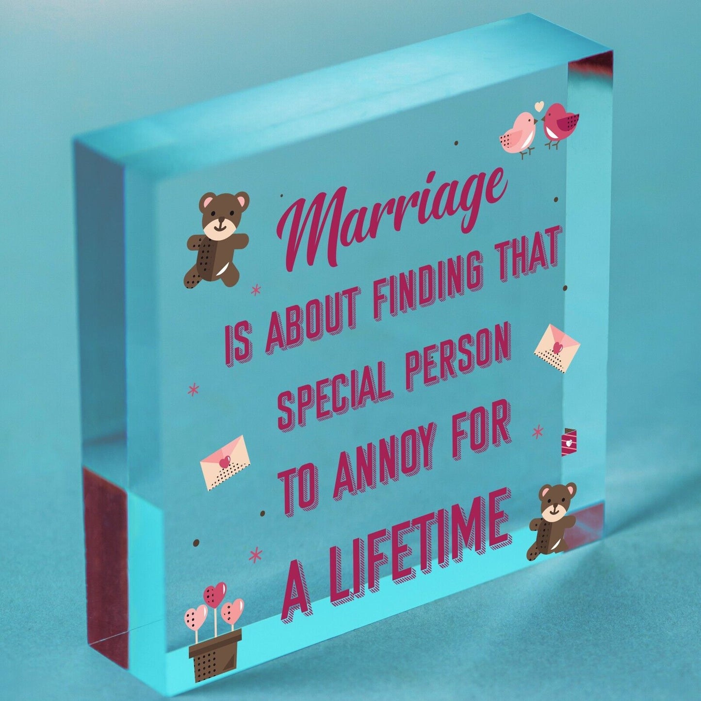 Wedding Marriage Anniversary Gift Wooden Heart Wall Plaque Husband Wife Present