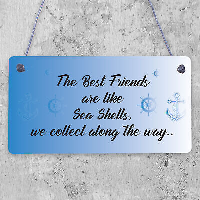 Sea Shell Friendship Nautical Seaside Theme Gift Hanging Plaque Bathroom Sign