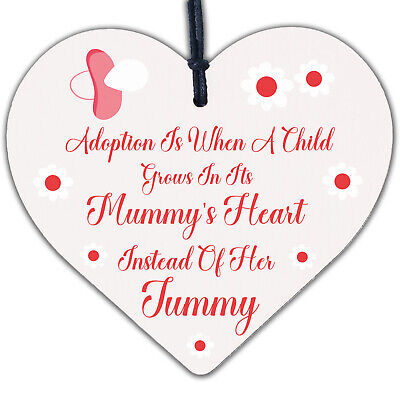 Adoption Is When A Child Grows In Mummys Heart Wooden Hanging Plaque Love Gift