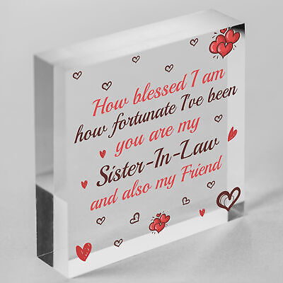 Sister In Law Gift Wooden Heart Chic Plaque Keepsake Birthday Gift Thank You