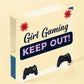 Pink Gaming Sign Girls Bedroom Sign KEEP OUT Gamer Gift