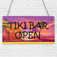 Tiki Bar OPEN Sign Novelty Decor Hanging Sign For Home Garden Cocktail Bar