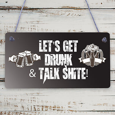 Novelty Bar Plaque LETS GET DRUNK Funny Pub Home Bar Sign Man Cave Gifts