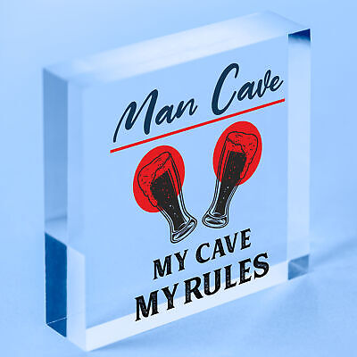 My Cave My Rules Man Cave Home Bar Pub Husband Hanging Plaque Shed Gift Sign