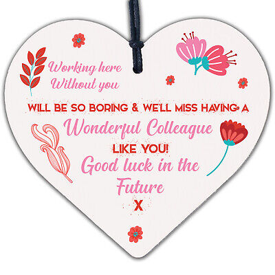 Colleague Leaving Gift Handmade Heart Plaque Work Friendship Goobye Thank You