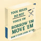 Funny Tool Rules Garage Man Cave Workshop Shed Sign Gift For Him Dad Grandad