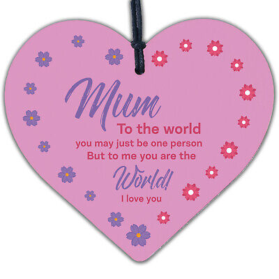 Special Mother's Day Gift Card Wooden Heart Mum Birthday Son Daughter Gifts Sign