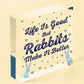 Rabbits Make Life Better Wooden Hanging Heart Plaque Pet Rabbit Hutch Sign Decor