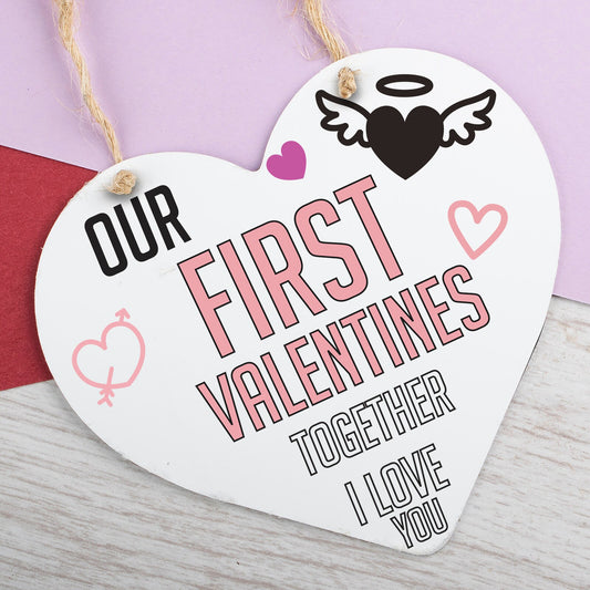 First Valentines Day Hanging Sign For Men Anniversary Gift For Him Gifts Plaque