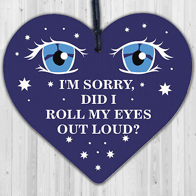 Sorry Did I Roll My Eyes Out Loud? Funny Sarcasm Hanging Plaque Friend Gift Sign