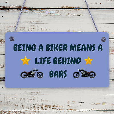 Novelty Biker Gifts For Men Hanging Motorcycle Motorbike Man Cave Garage Plaque