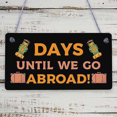 Chalkboard Holiday Countdown Abroad USA New York Turkey Spain Hanging Plaque