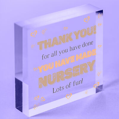 Thank You Nursery Teacher Gift Wooden Heart Sign Preschool Leaving Present