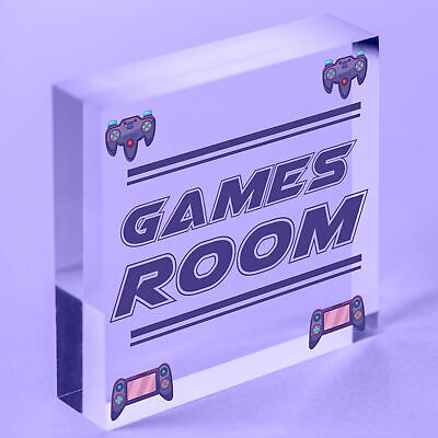 Games Room Man Cave Hanging Plaque Gift For Him Boys Bedroom Plaque Sign