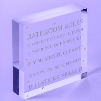 Bathroom Rules Sign Marble Theme Home Decor Bathroom Toilet Sign Home Gift