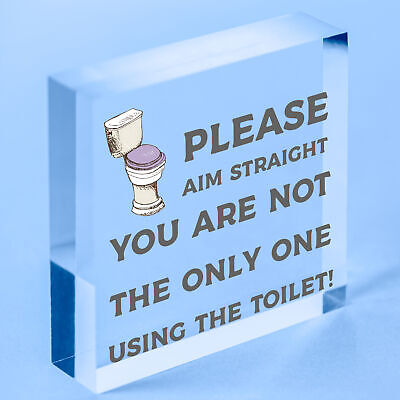 Funny Bathroom Sign Loo Decor Aim Straight Humorous Wall Plaque Home Gift