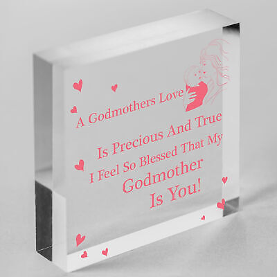 Blessed With Godmothers Love Wooden Hanging Heart Plaque Sign Mothers Day Gift