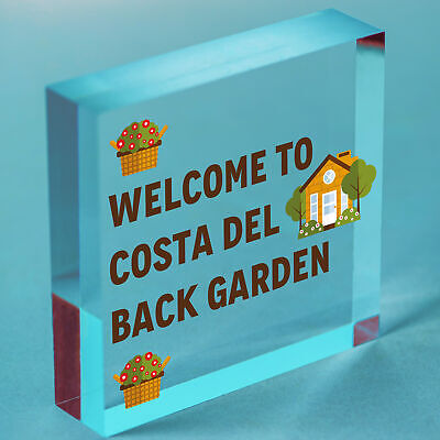 Costa Del Back Garden Funny Garden Sign Hanging Summerhouse Sign Home Gift