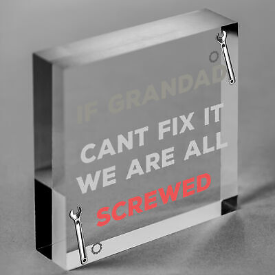 Grandad Fix It Screwed Man Cave Garage Shed Hanging Plaque Dad Grandad Gift Sign