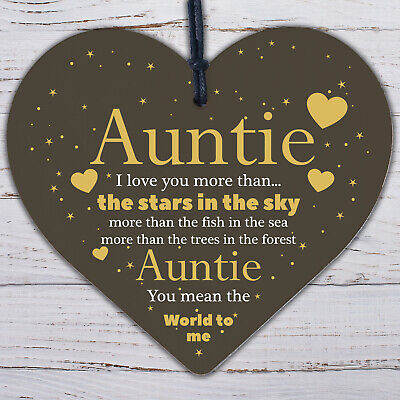 Cute Auntie Gifts Wooden Heart Auntie Birthday Gift Sister Gifts Thank You Gift