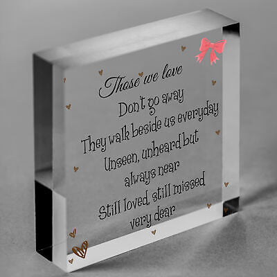 Memorial Hanging Heart Sign Bereavement Remembrance Poem Mum Dad Love Gift