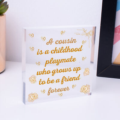 Cousin Friendship Gift Wooden Heart Plaque Keepsake Birthday Thank You Present