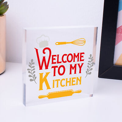 Welcome My Kitchen Plaque House Door Wall Sign Mum Dad Nan Grandad Birthday Gift