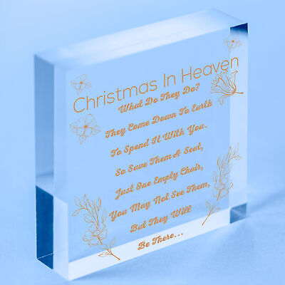 Christmas In Heaven Xmas Tree Decoration Memorial Quote Heart Plaque Love Poem