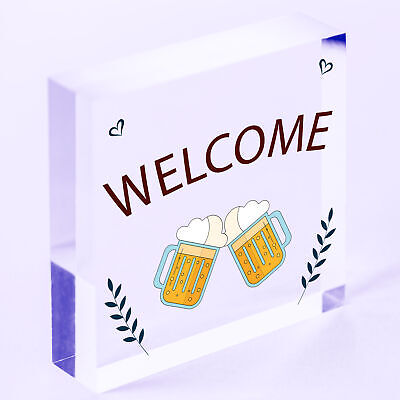 Shabby Chic Welcome Sign To Home Bar Pub Plaque Garden Summerhouse Sign