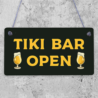 Tiki Bar Open Hanging Bar Plaque Beer Cocktail Beach Decoration Sign Friend GIFT