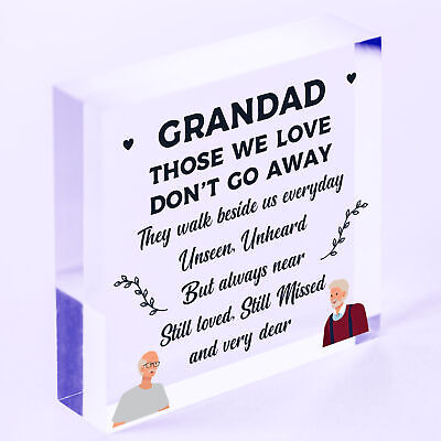 Grandad Christmas Memorial Decoration Wood Heart Memorial Sign Gift For Grandad