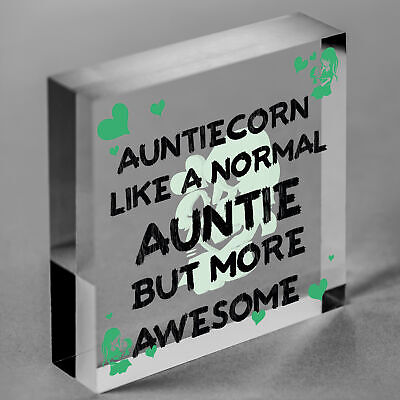 Auntiecorn Auntie Birthday Christmas Wood Heart Novelty Auntie Gift Unicorn Sign