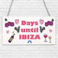 CHALKBOARD Countdown Holiday Ibiza Hanging Plaque Friendship Alcohol Party Gift