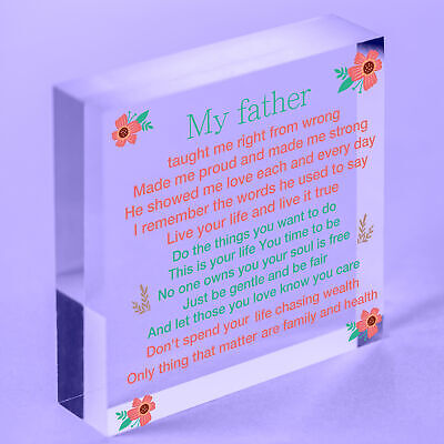 My Father Fathers Day Dad Wood Heart Sign Memorial Plaque For Him Daughter Gift