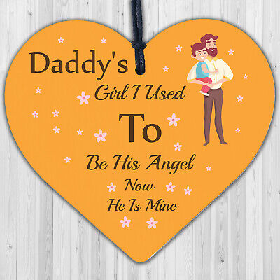 MEMORIAL Daddy's Girl Father's Day Gift Angel Wood Heart Dad Grandad Sign Grave