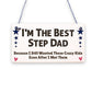 Best Step Dad Crazy Kids Novelty Wooden Hanging Plaque Fathers Day Love Gift