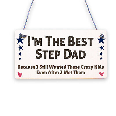 Best Step Dad Crazy Kids Novelty Wooden Hanging Plaque Fathers Day Love Gift