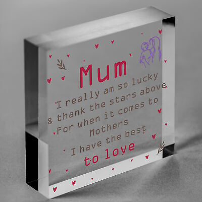 Thank You Gifts Wood Heart Mum Mummy Christmas Gifts Birthday Daughter Son GIFT