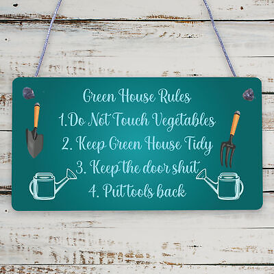 Greenhouse Rules Sign Hanging Garden Shed Sign Gift For Family Home Gift